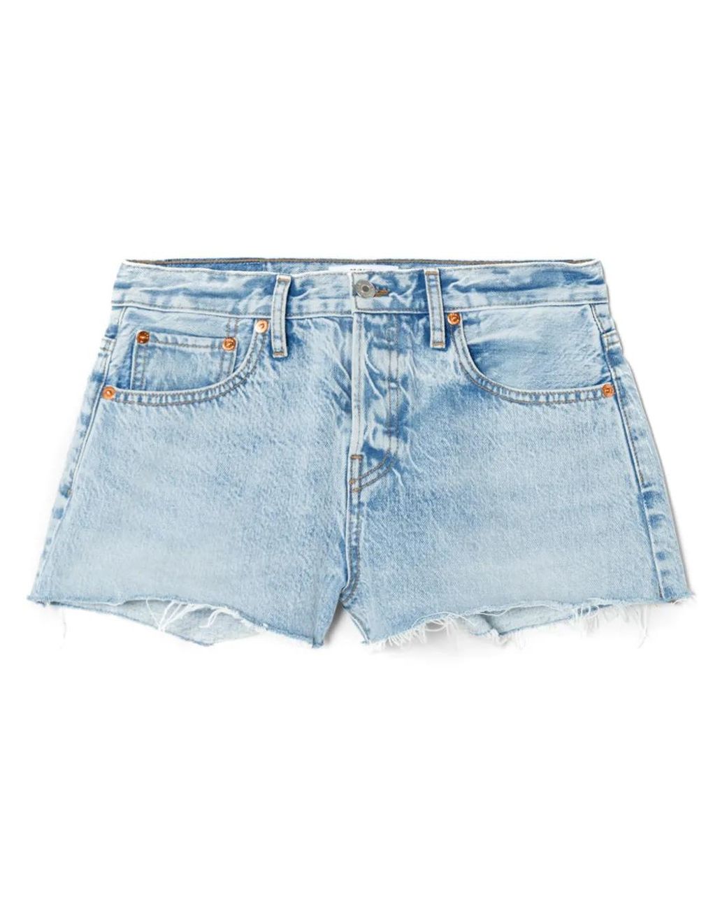 Re/done Blue Mid-Rise Denim Shorts