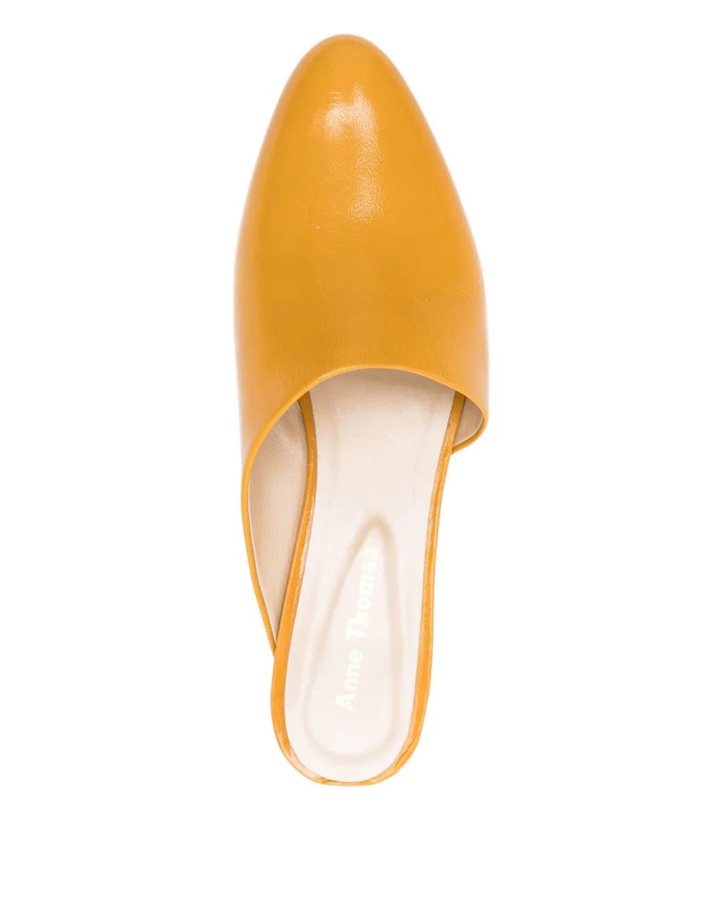 Anne Thomas Yellow 40Mm Romero Leather Block-Heel Mules