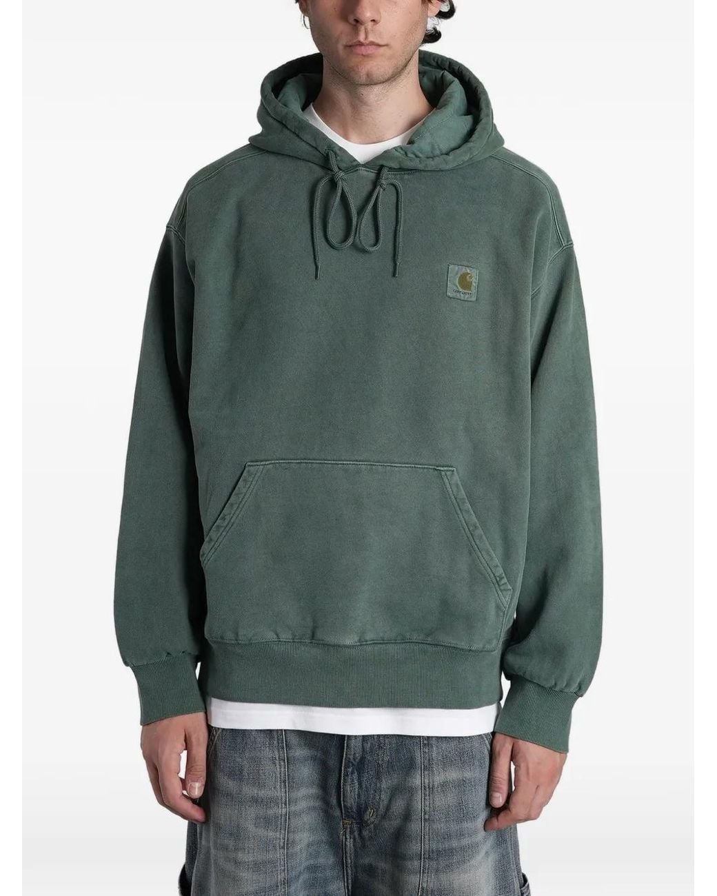 Carhartt Green Logo-Patch Hoodie for men