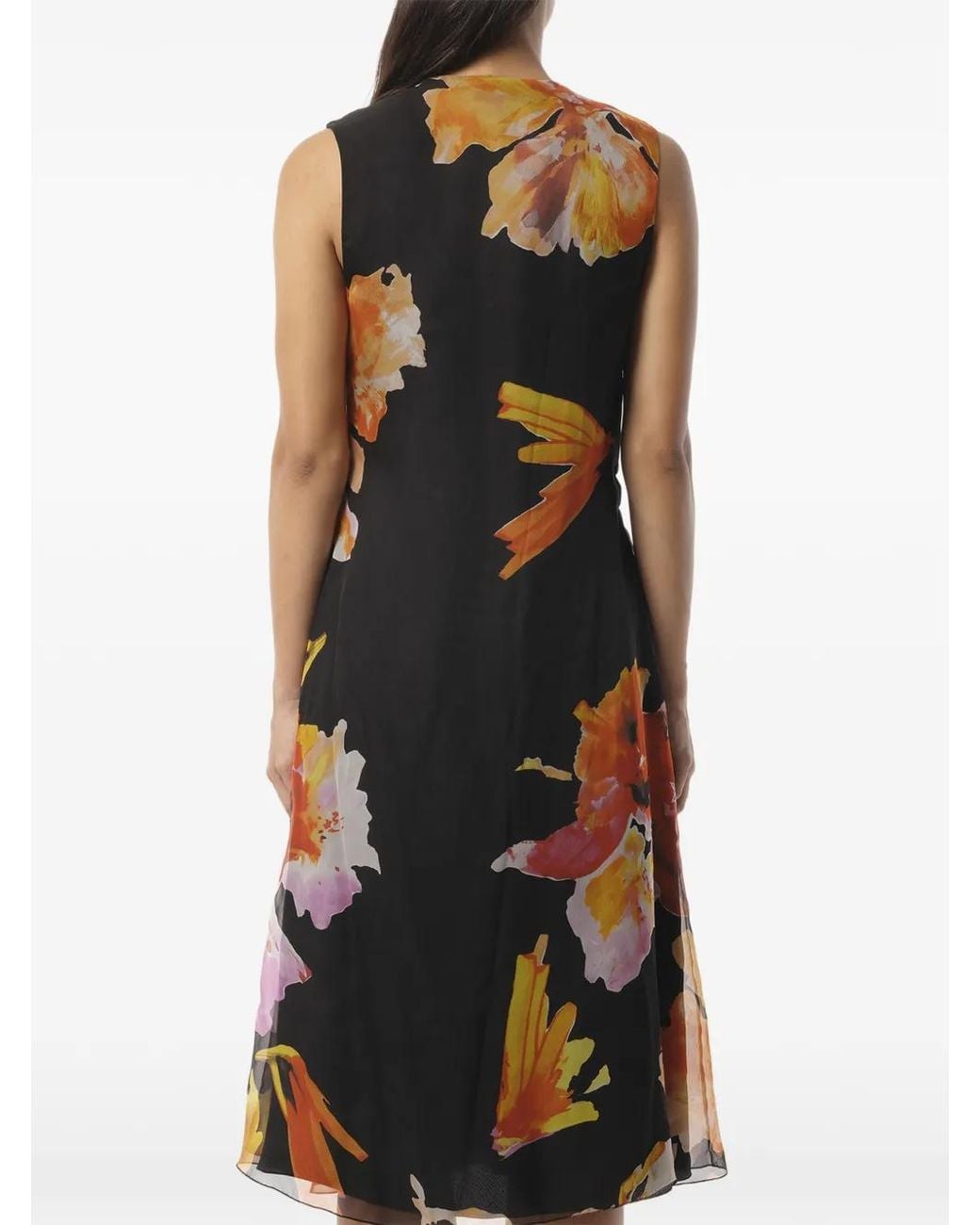 Lanvin Black Floral-Print Wrap Dress