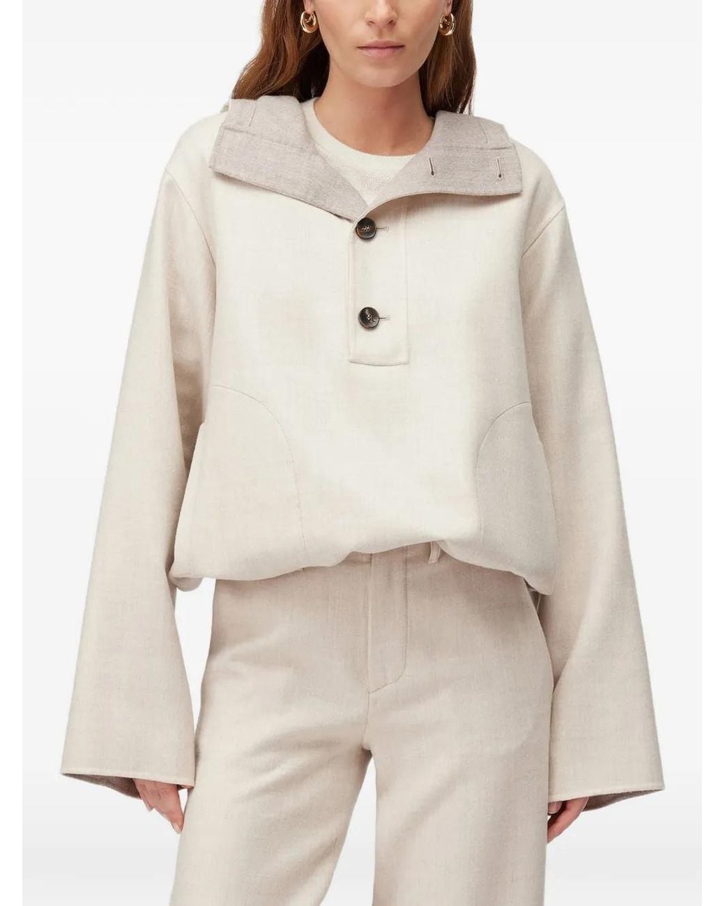 RETORI White Drawstring-Hem Wool Hoodie