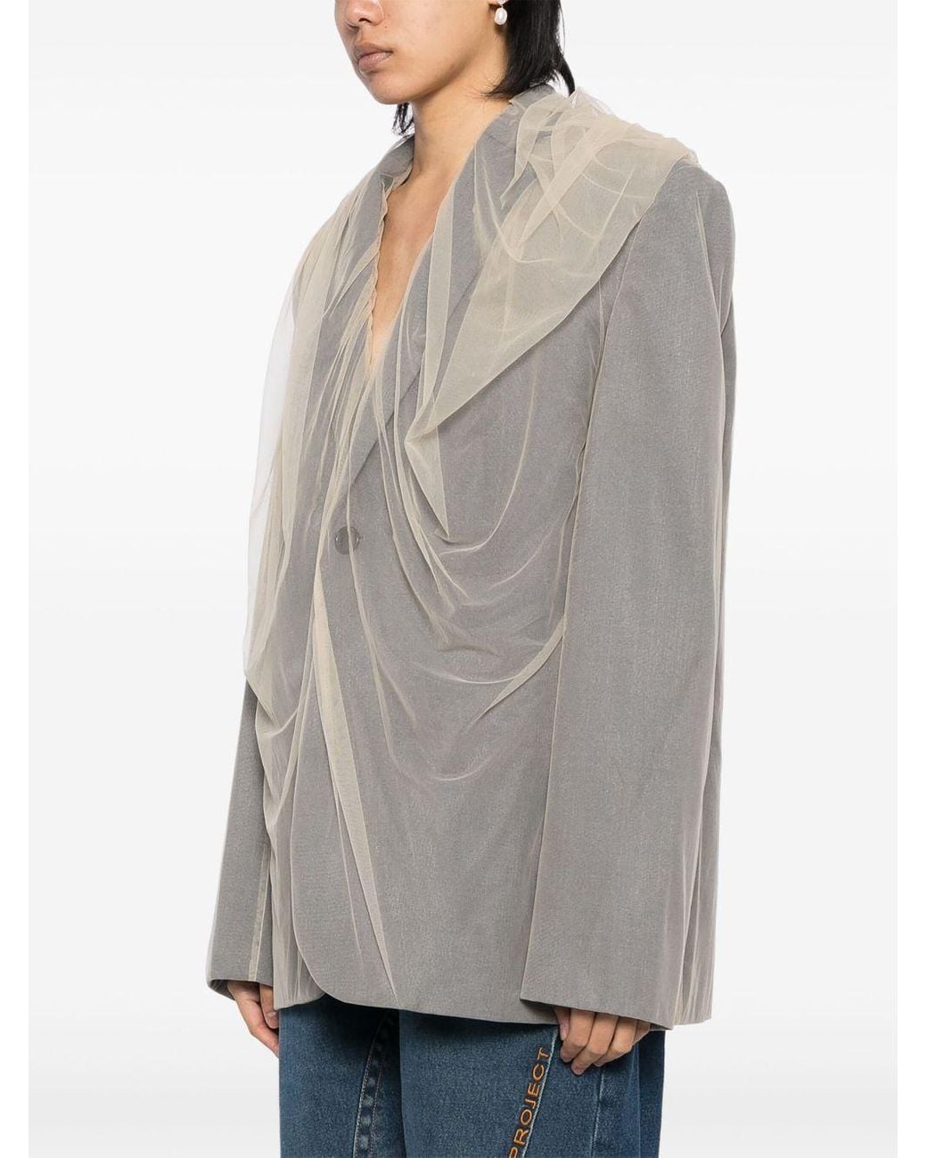 Y. Project Draped Hood Blazer in Gray | Lyst