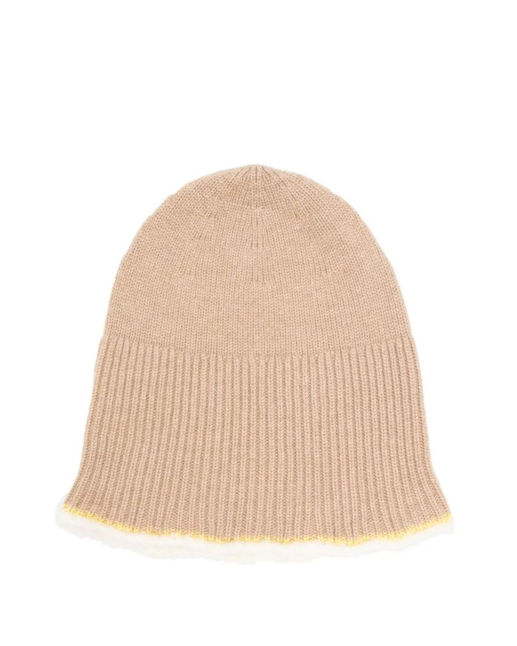 Barrie Natural Ribbed-Trim Beanie Hat