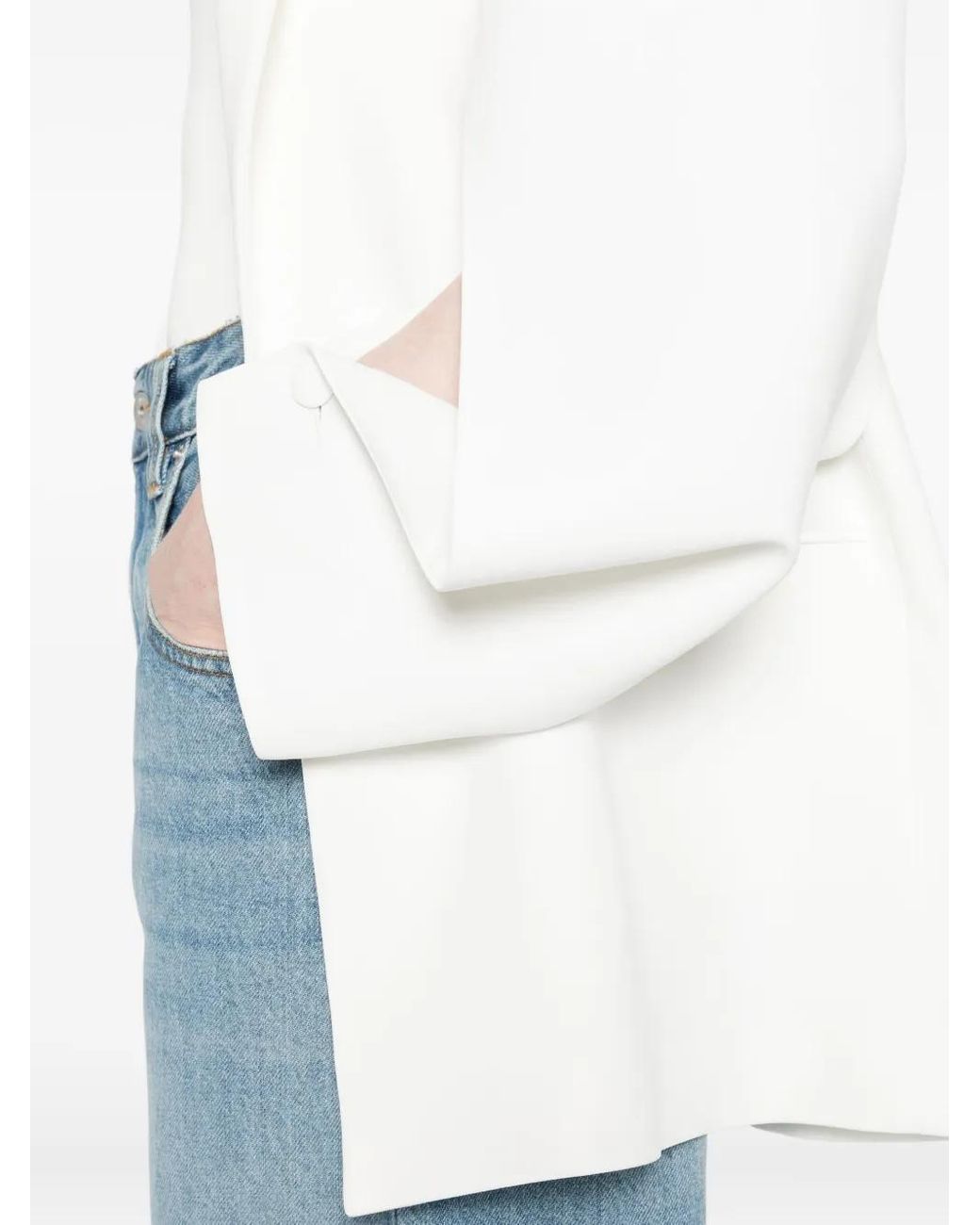 Alberta Ferretti White Single-Button Notched-Lapel Blazer