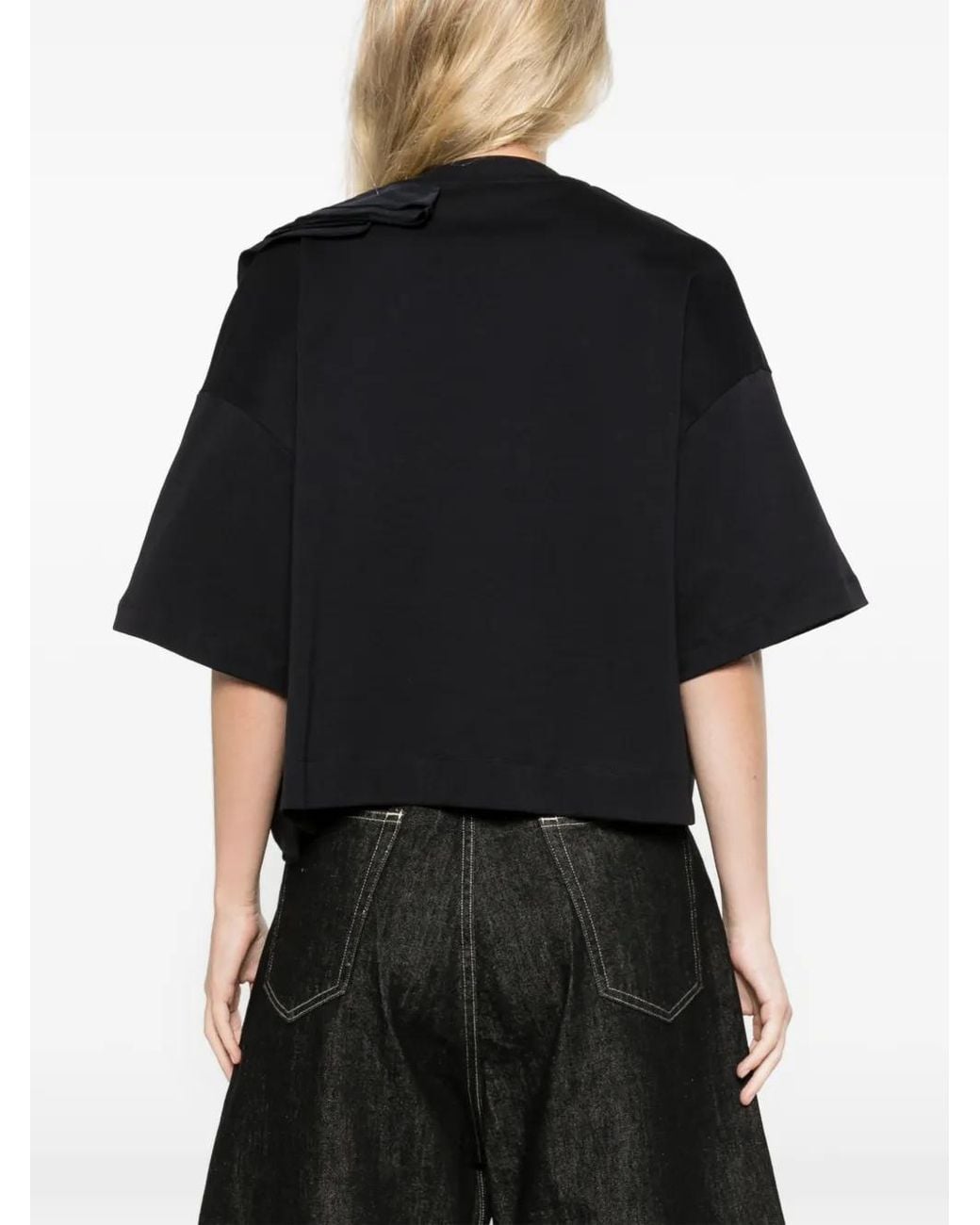 Max Mara Black Frilly Jersey T-Shirt