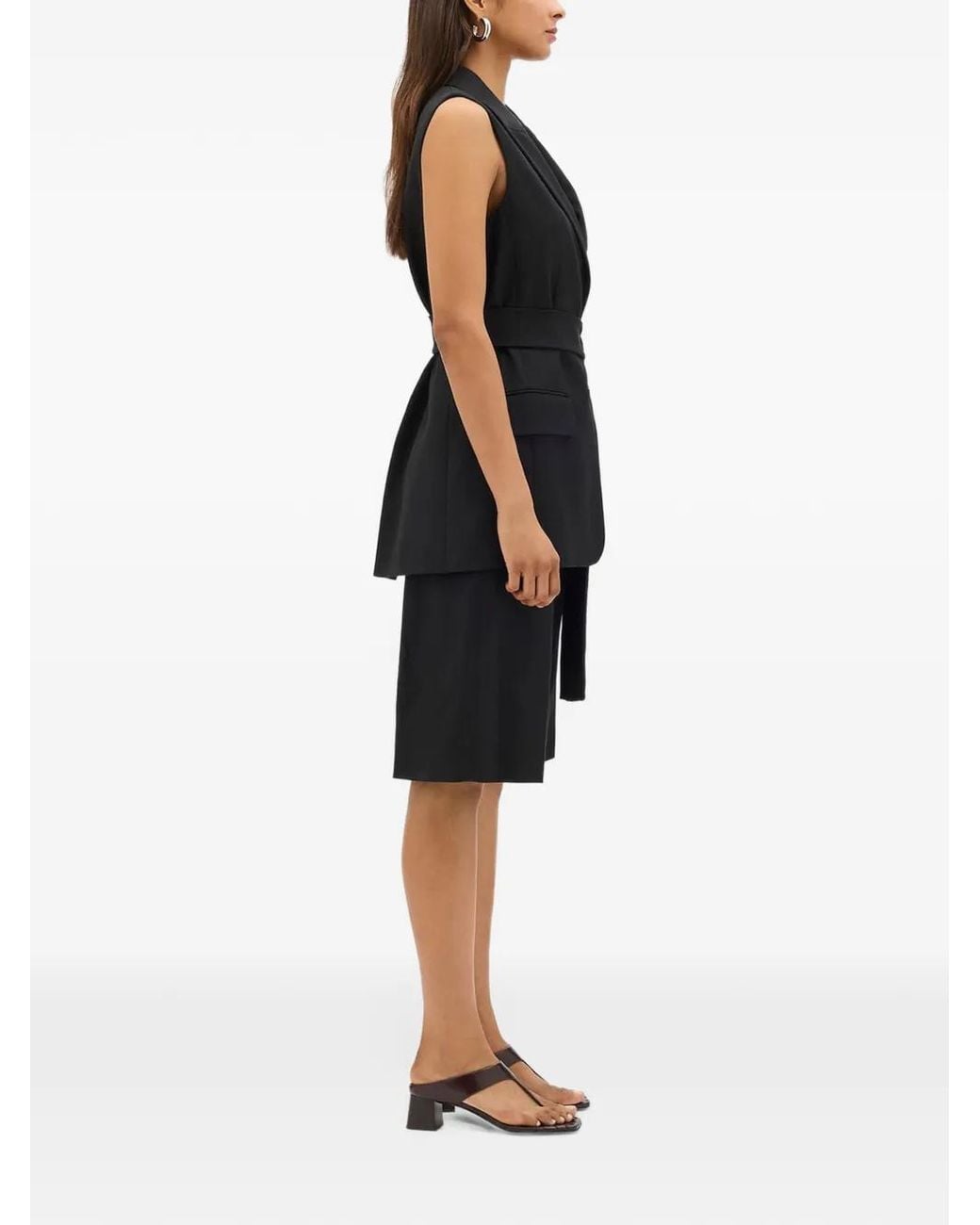 Another Tomorrow Black Easy Self-Tie Waistcoat