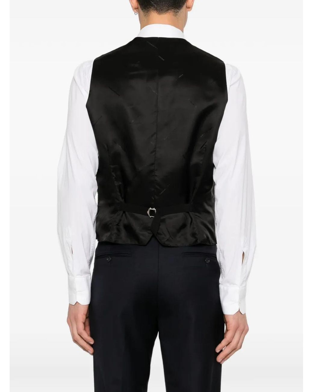 Tagliatore Black Button Waistcoat for men