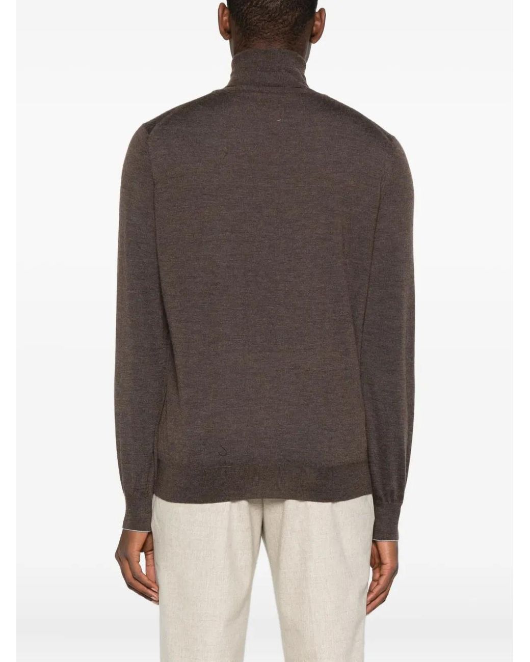 Brunello Cucinelli Brown Roll-Neck Sweater for men