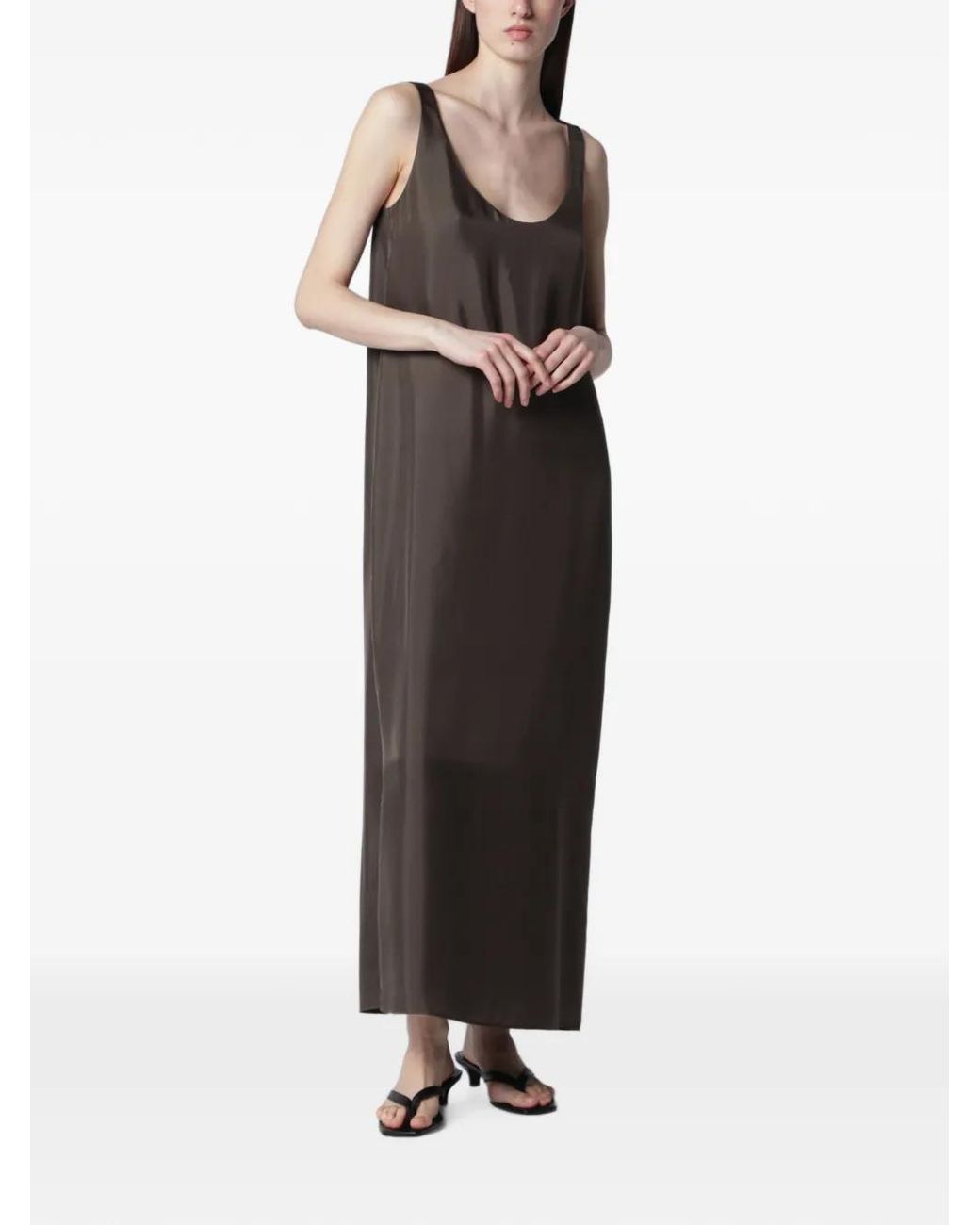 Rohe Brown Scoop-Neck Silk Maxi Dress