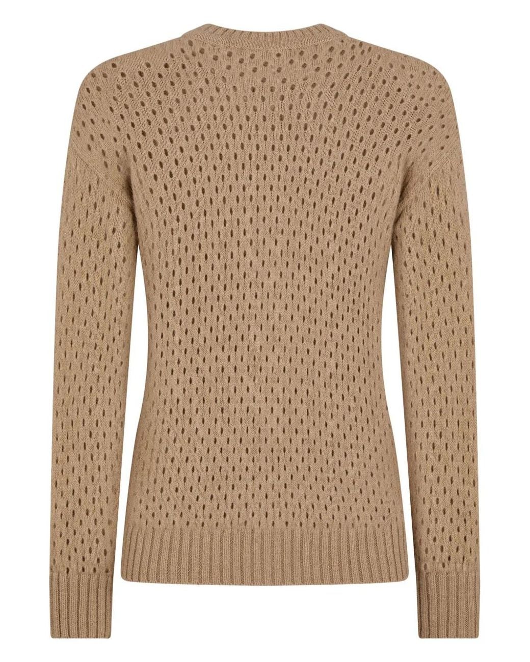 DSquared² Brown Logo-Patch Pointelle-Knit Jumper for men