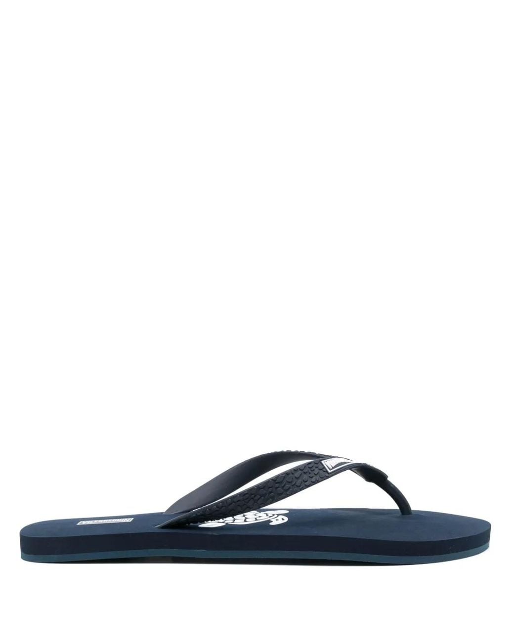 Vilebrequin Blue Graphic-Print Logo-Patch Flip-Flops for men