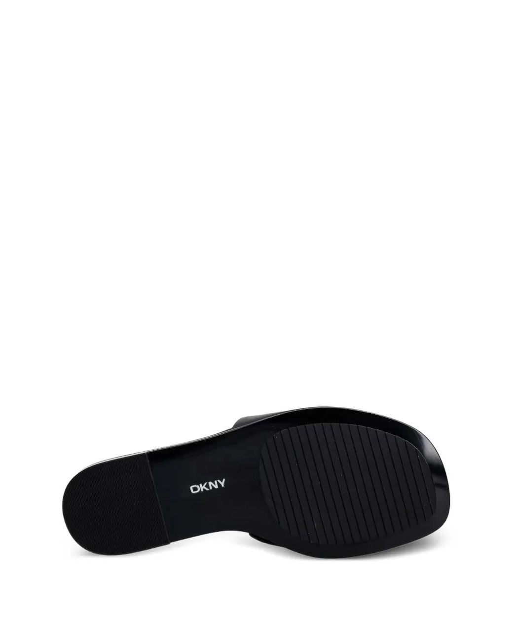 DKNY Black Logo-Embossed Flat Sandals