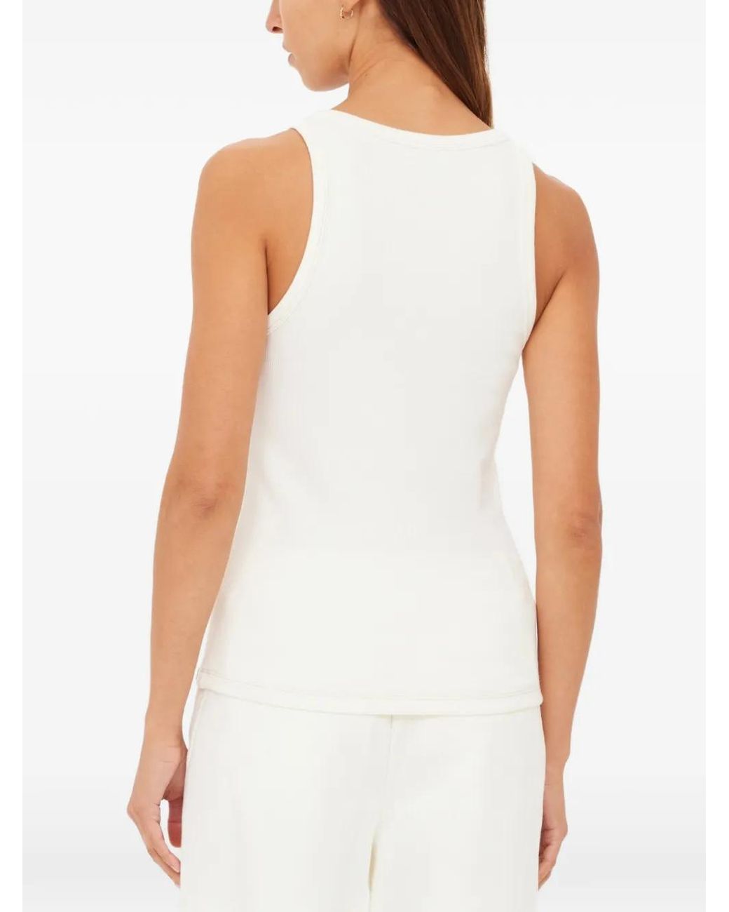 The Upside White Lace-Up Ribbed Tank Top