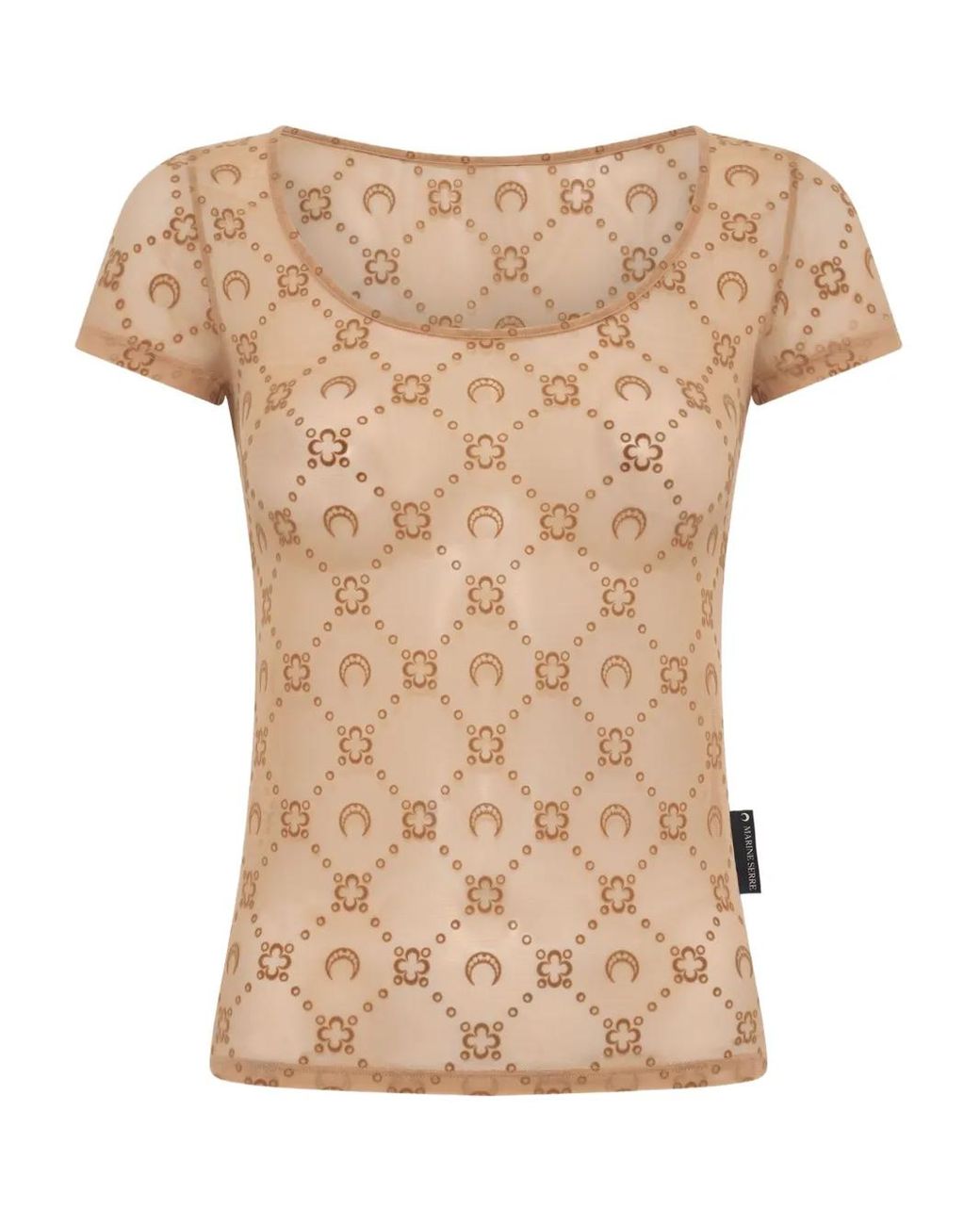 MARINE SERRE Natural Flock Open Neck Top