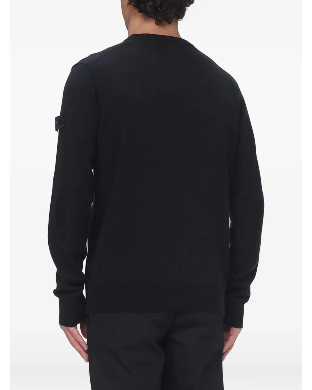 Peuterey Black Logo-Patch Elbow-Pad Sweater for men