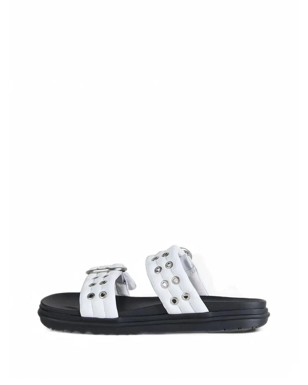 EMU White Bondi Buckle 2.0 Eyelet-Embellished Slides