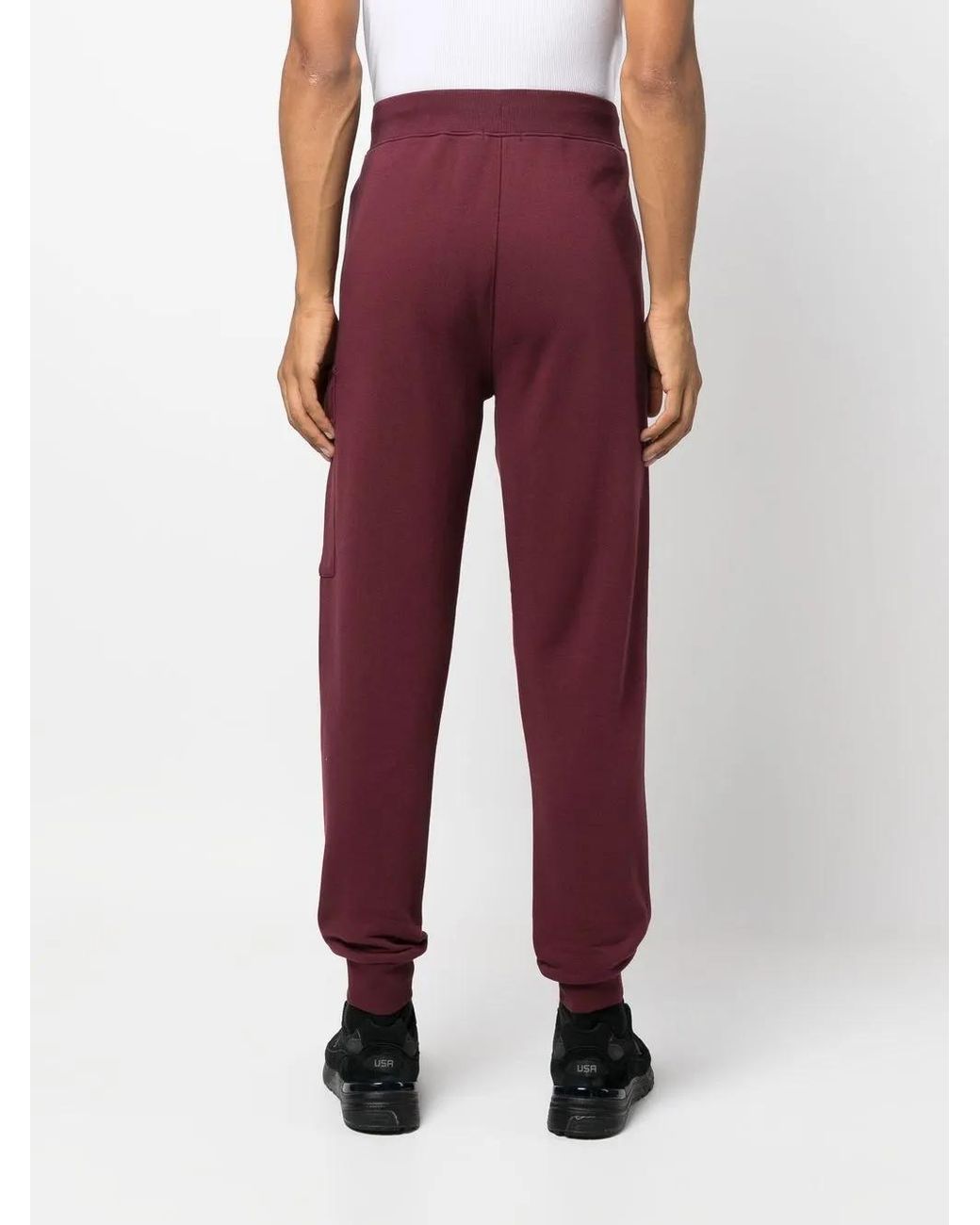 C P Company Red Logo-Patch Track Pants for men