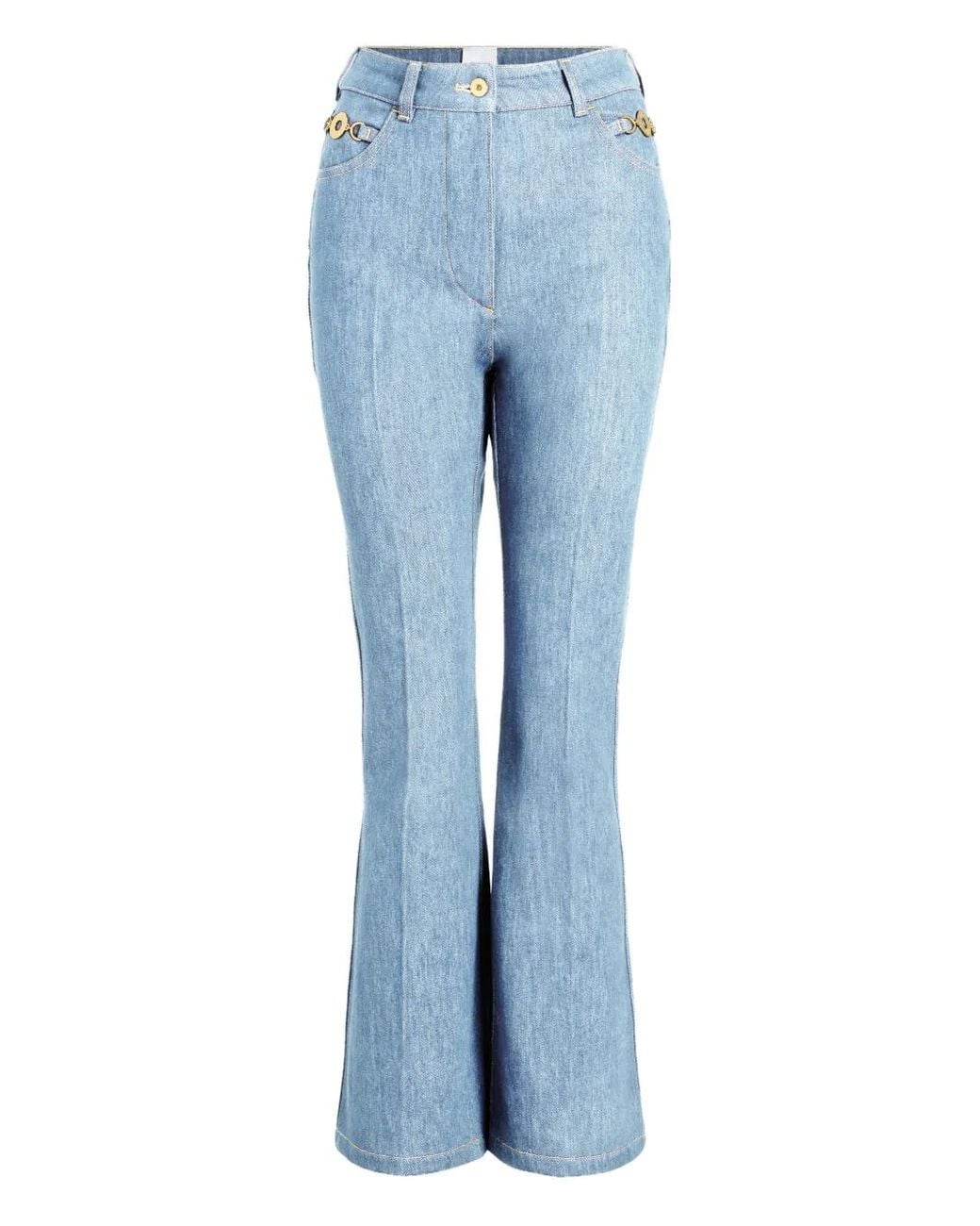 Patou Blue Side-Details Flared Jeans