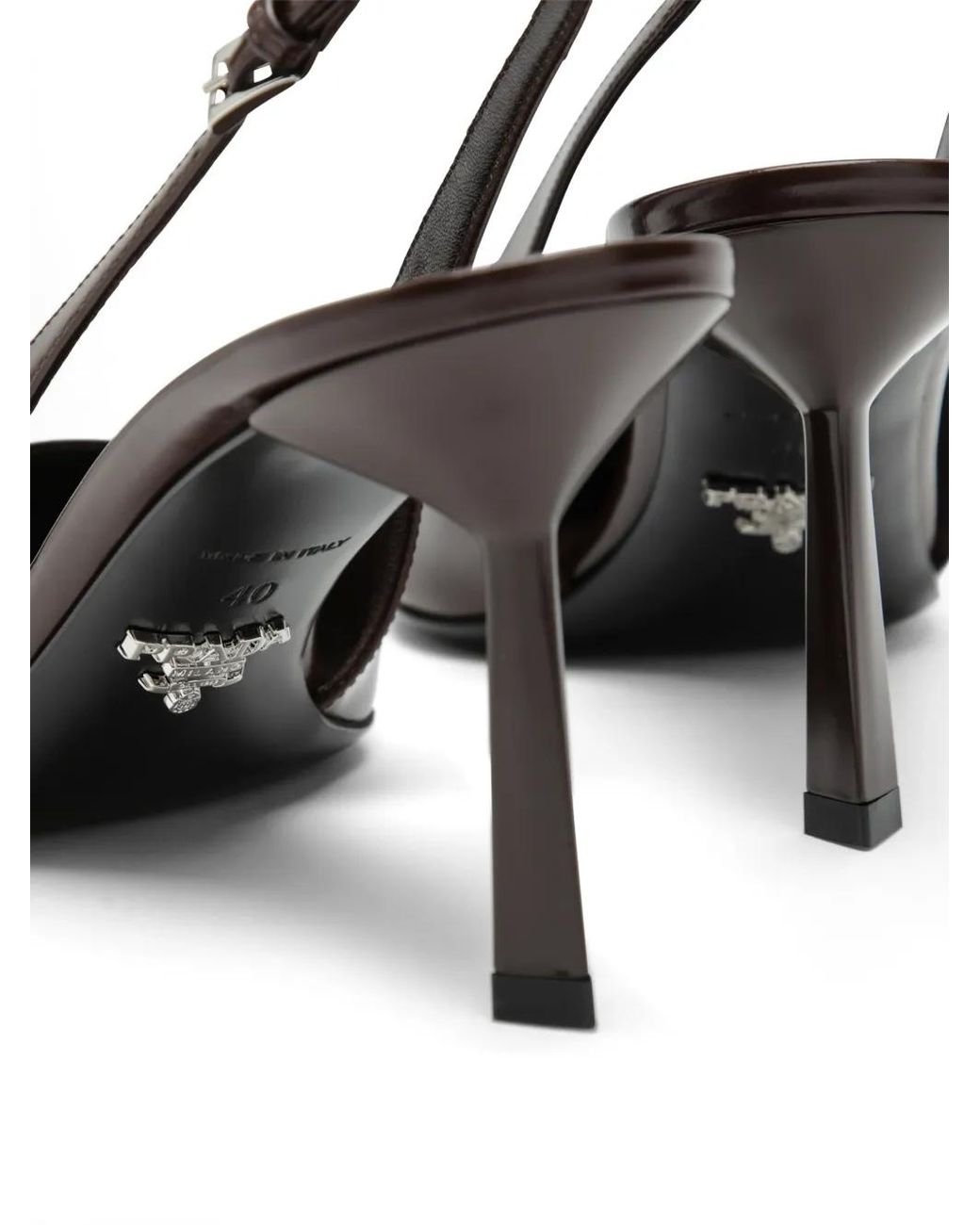 Prada Brown Brushed Leather Slingback Pumps