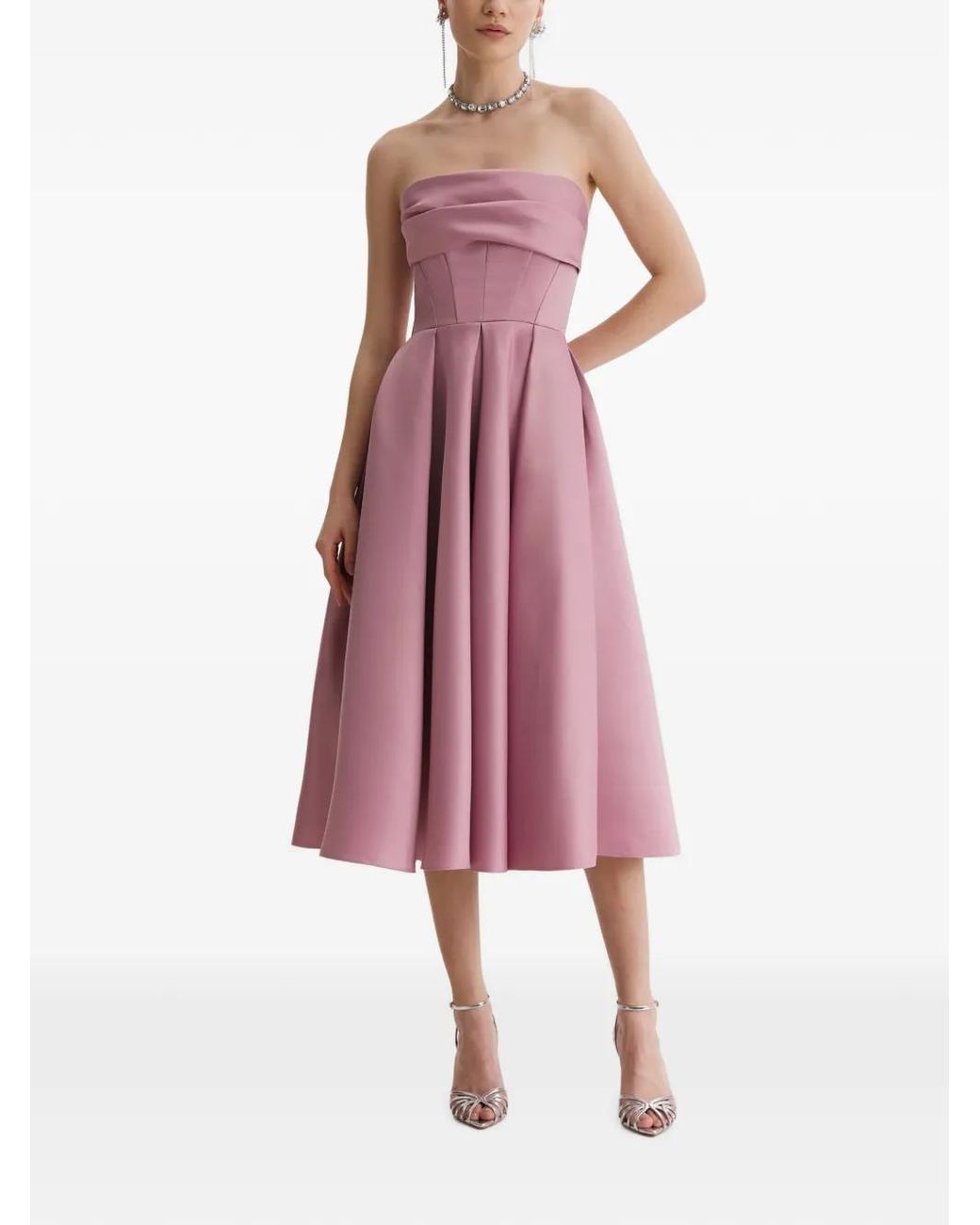 Framboise Pink Napea Strapless Dress