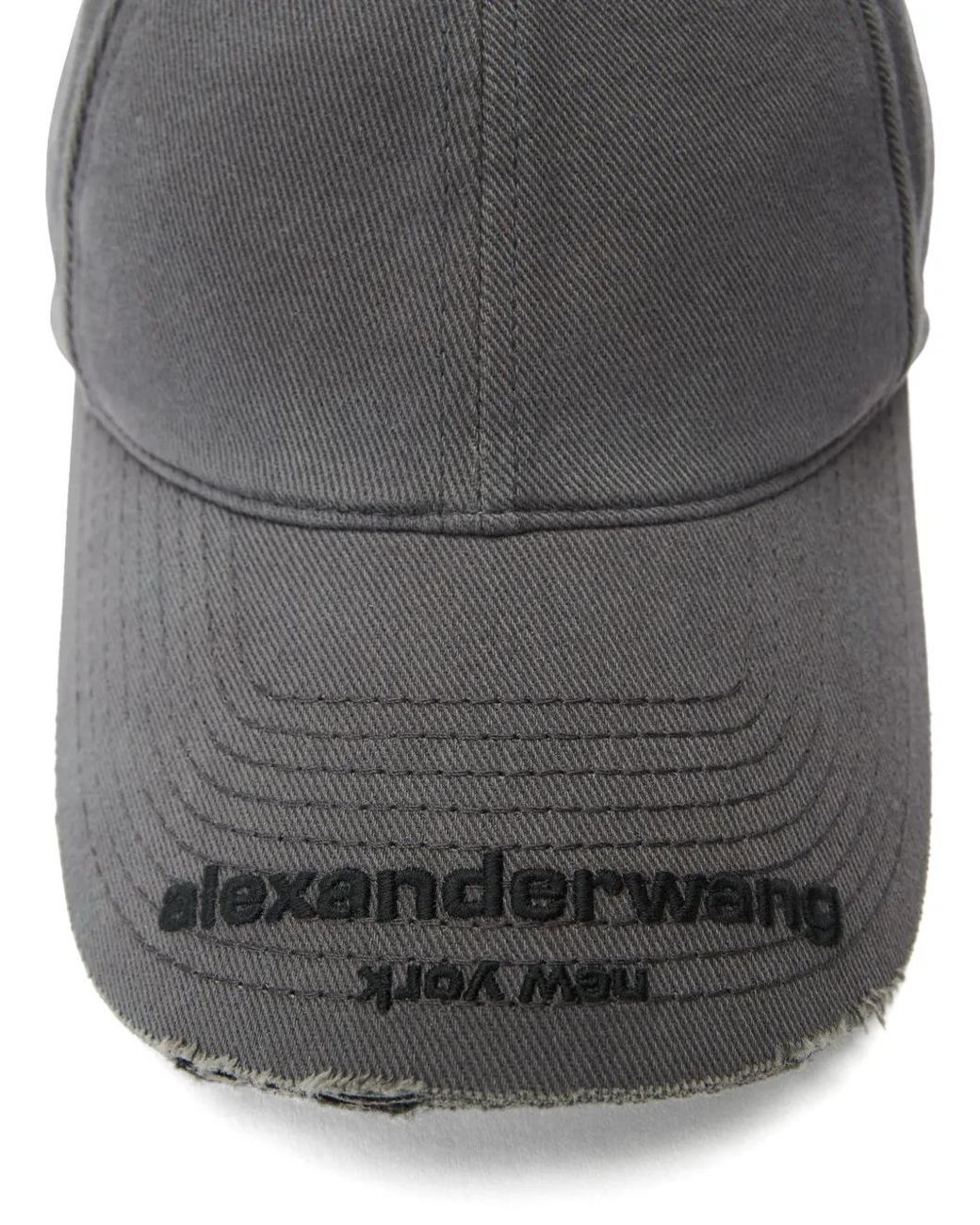 Alexander Wang Gray Distressed Logo Baseball Cap