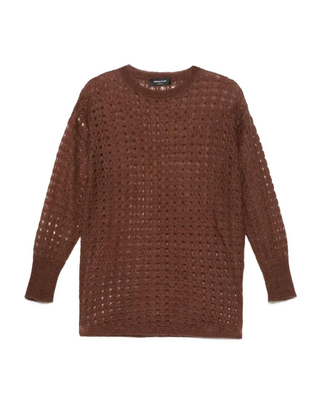 Fabiana Filippi Brown Open-Knit Sweater