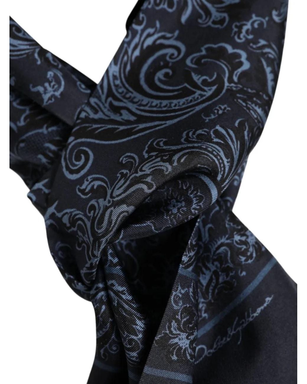 Dolce & Gabbana Blue Paisley-Print Fringed Scarf