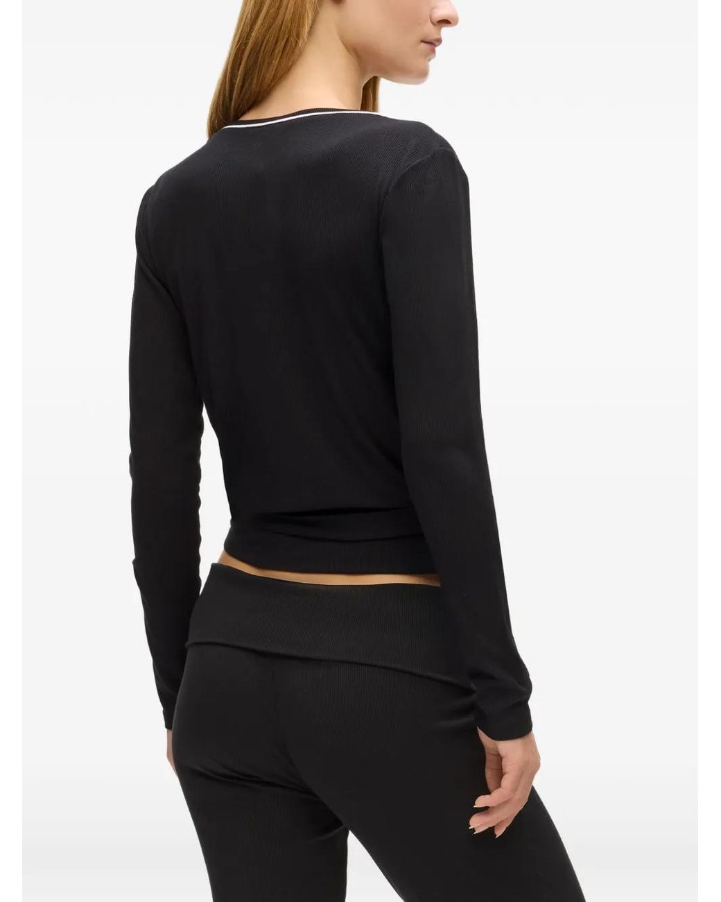 Karl Lagerfeld Black Blouse À Design Cache-Cœur