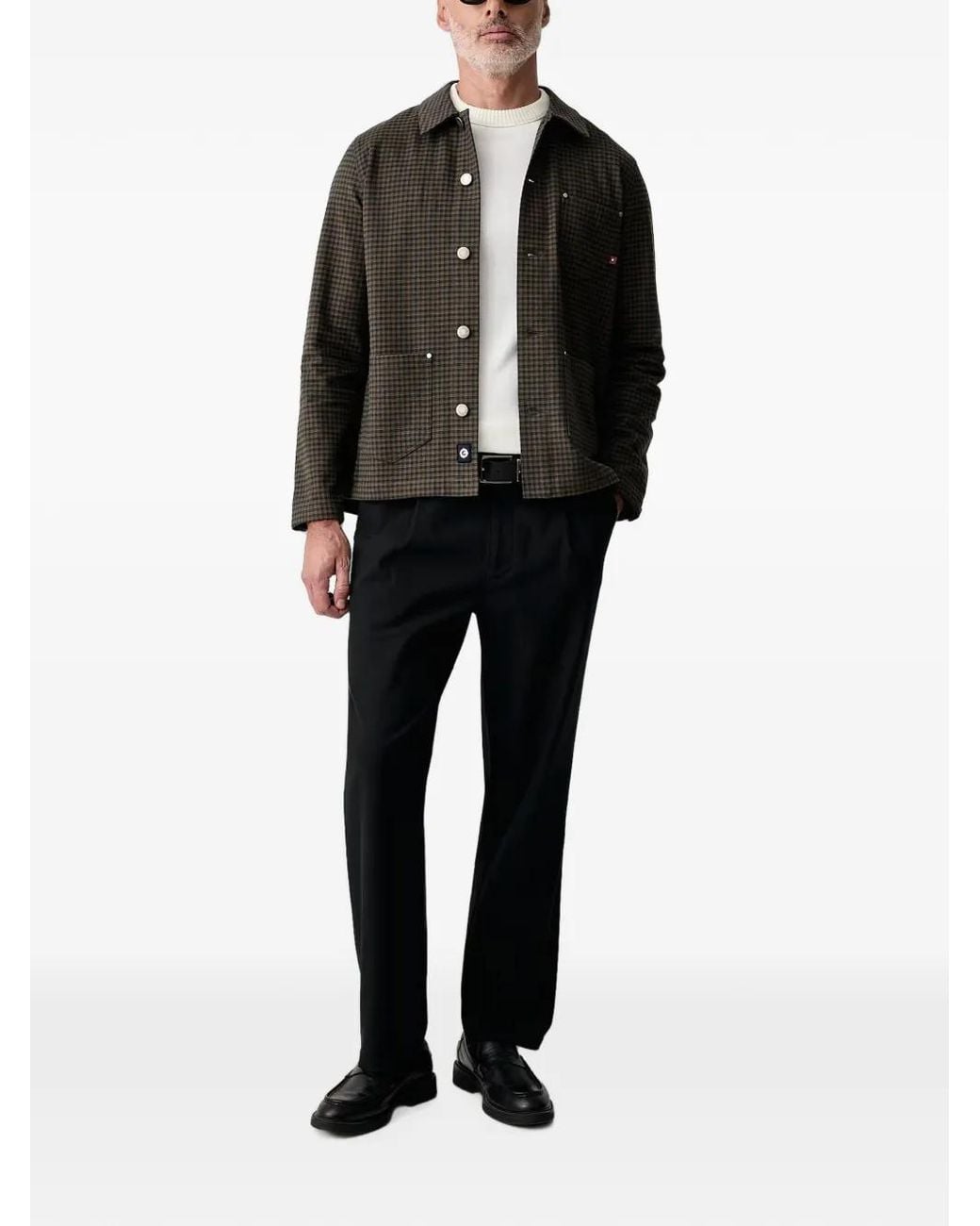 Mos Mosh Black Mapham Houndstooth-Pattern Shirt Jacket for men