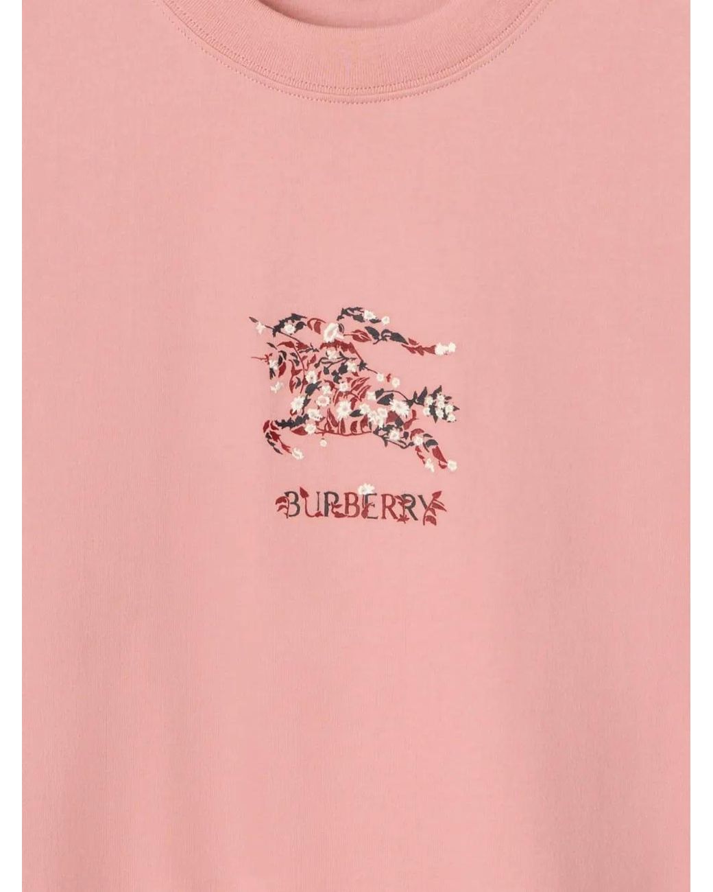 Burberry Pink Floral Ekd Cotton T-Shirt