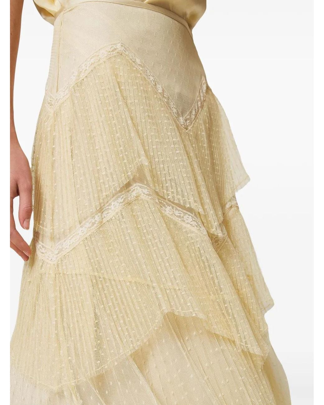 Twinset Natural Pleated Tulle Maxi Skirt