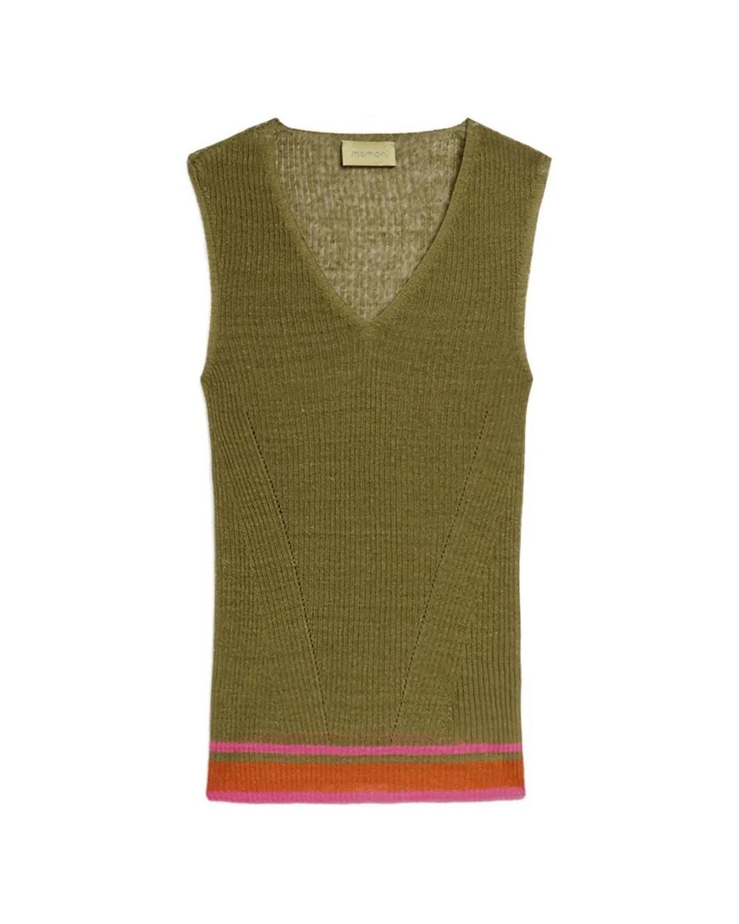 Momoní Green Ribbed-Knit Ella Tank Top