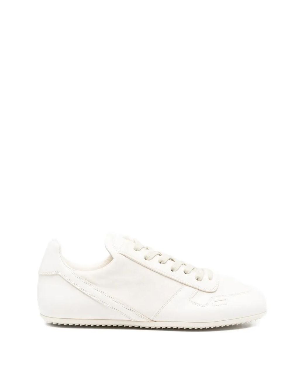 Rick Owens White Minimal Low Top Leather Sneakers