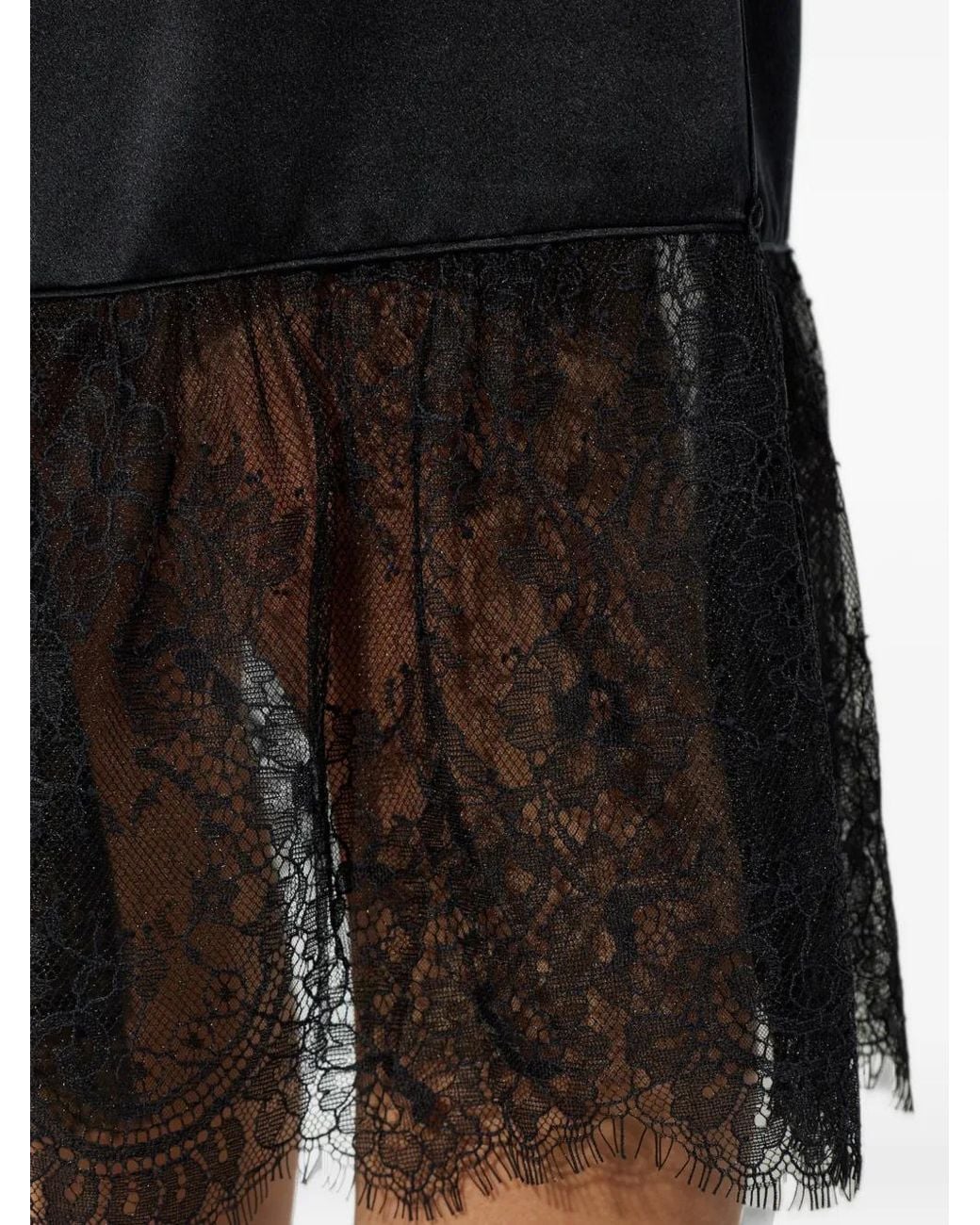 Posse Black Blake Lace-Trim Midi Skirt