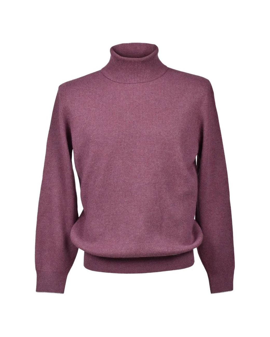 Brunello Cucinelli Purple Ribbed-Knit Turtleneck Sweater for men