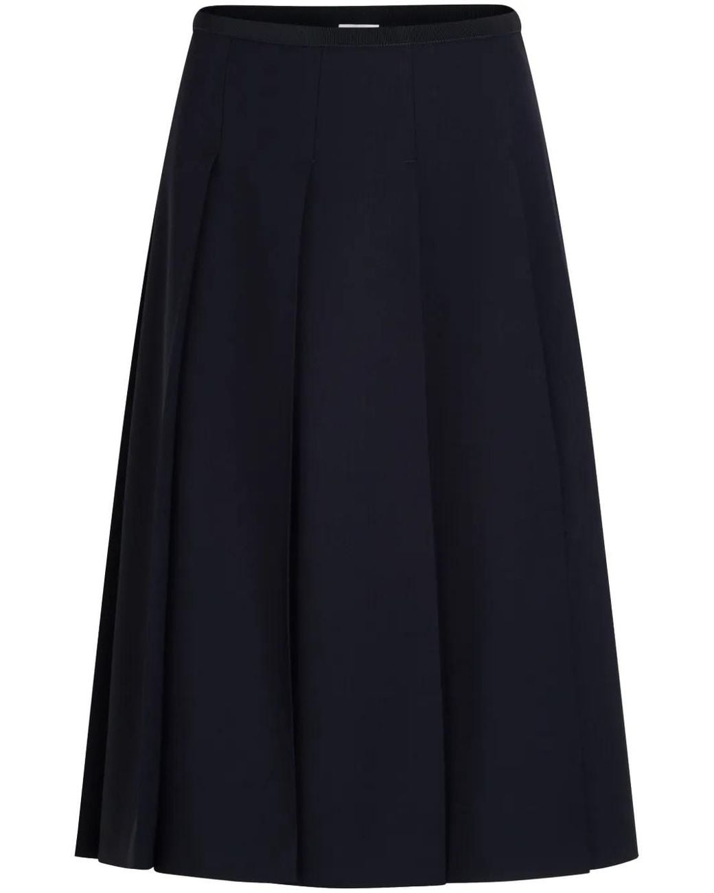 Patou Blue Pleated Twill Midi Skirt