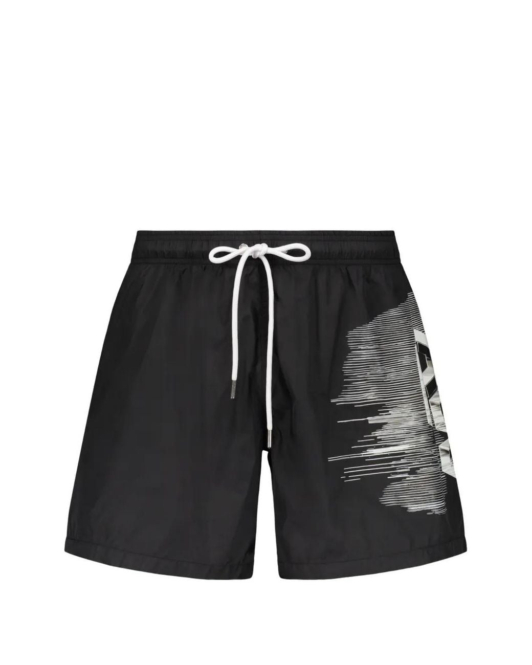 Philipp Plein Black Logo-Print Drawstring Swim Shorts for men