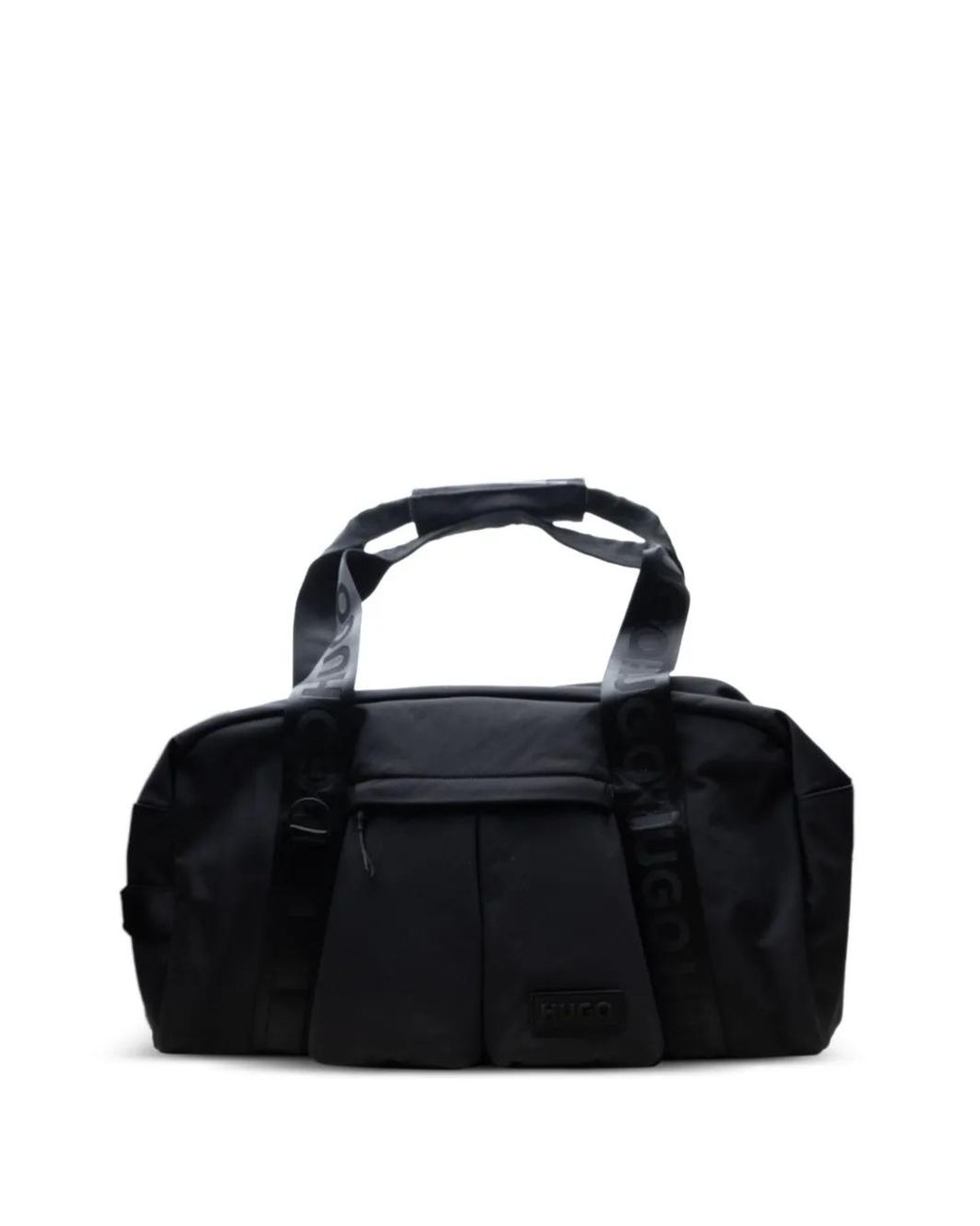 HUGO Black Logo-Plaque Holdall for men