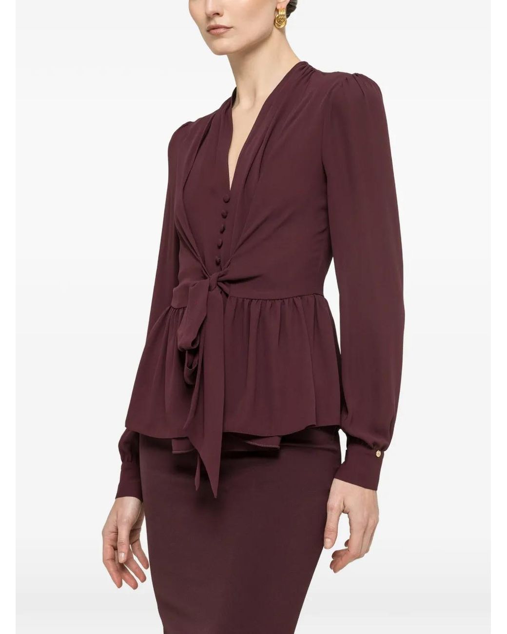 Nissa Purple Ruffled Chiffon Top