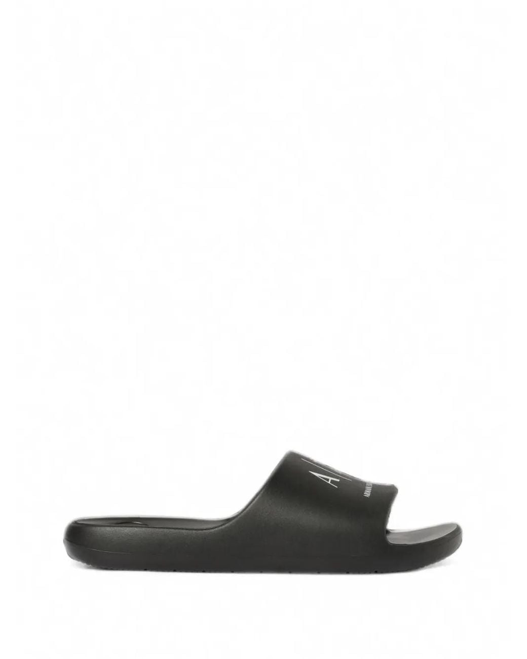 ARMANI EXCHANGE Black Logo-Print Slides for men