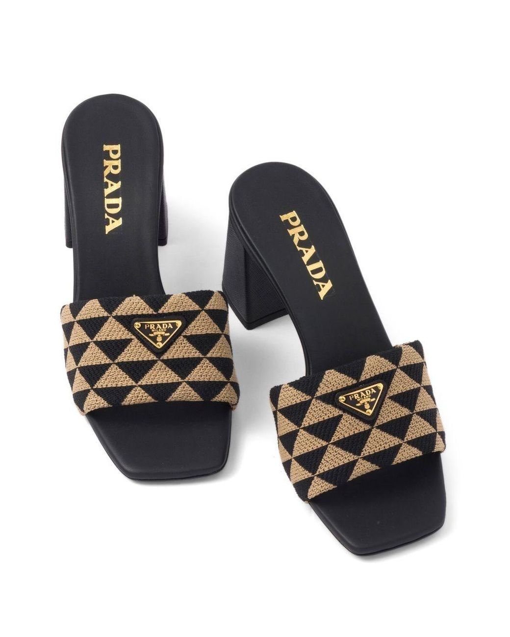 Prada logo plaque sandals hot sale