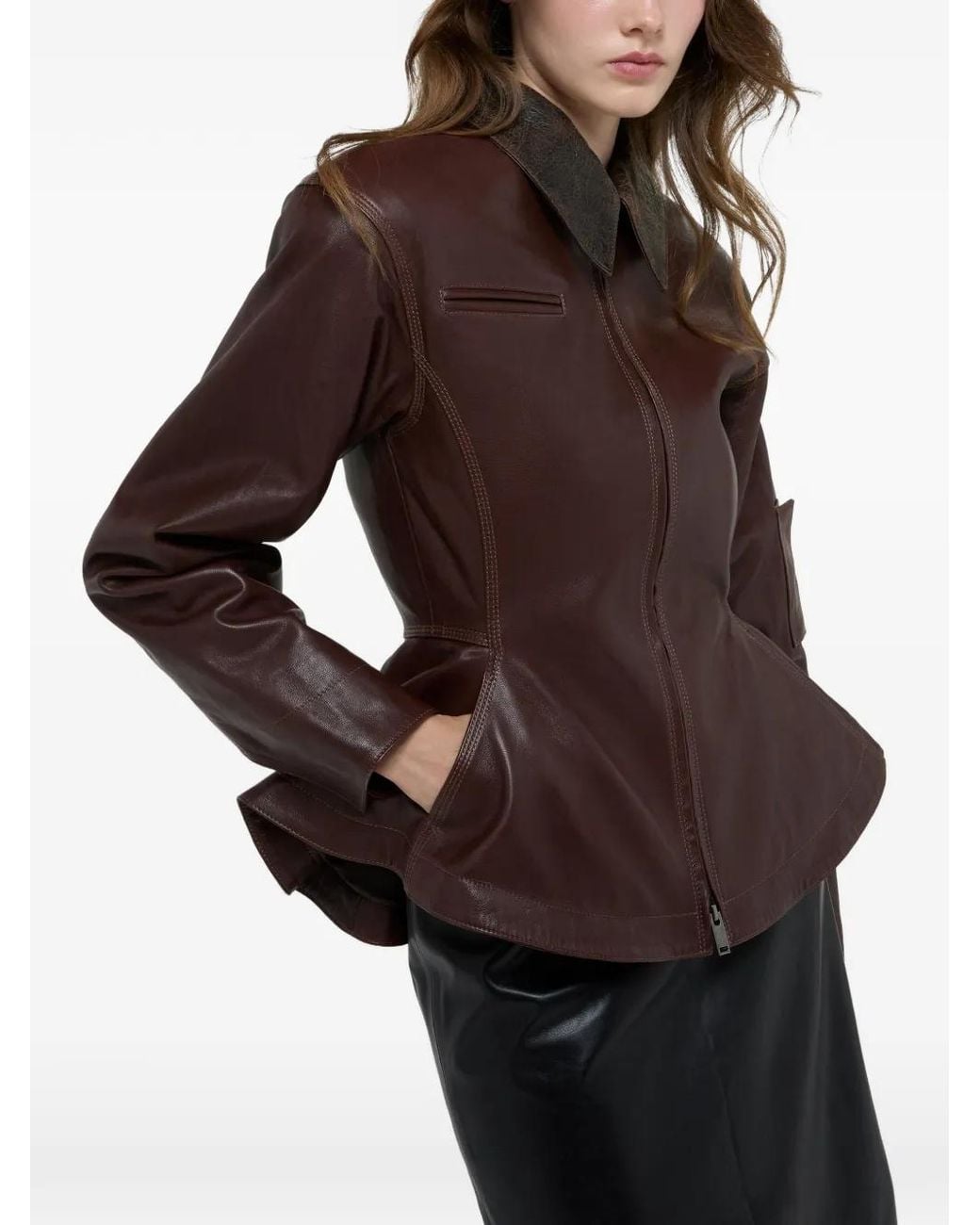DUCIE Brown Bernadette Leather Jacket