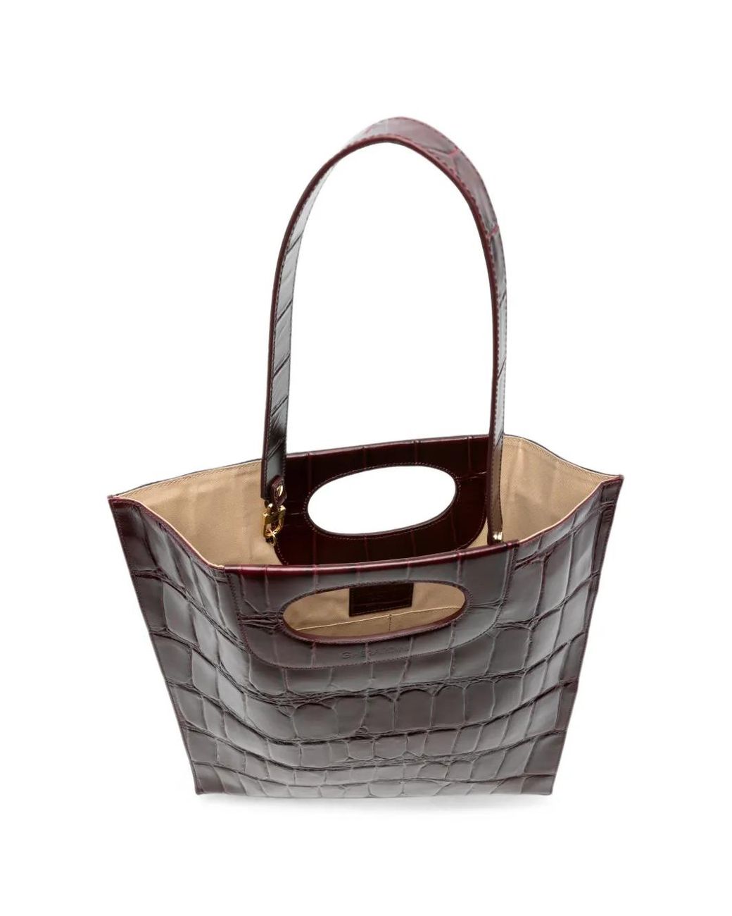 Gherardini White Piattina Croc-Effect Tote Bag