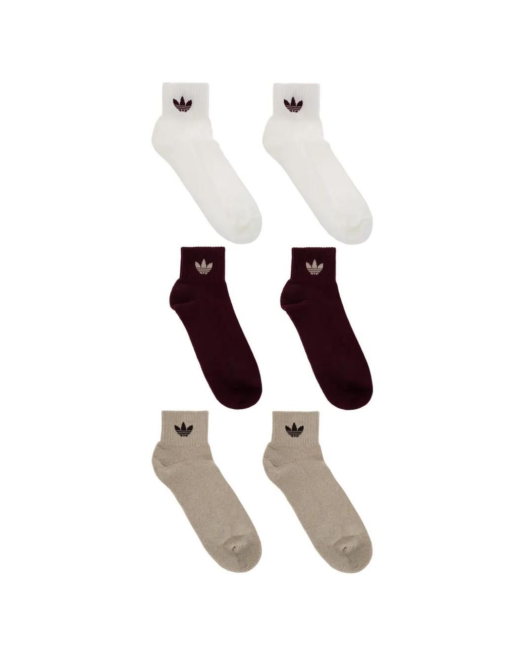 Adidas Brown Mid-Crew Socks 3 Pairs for men