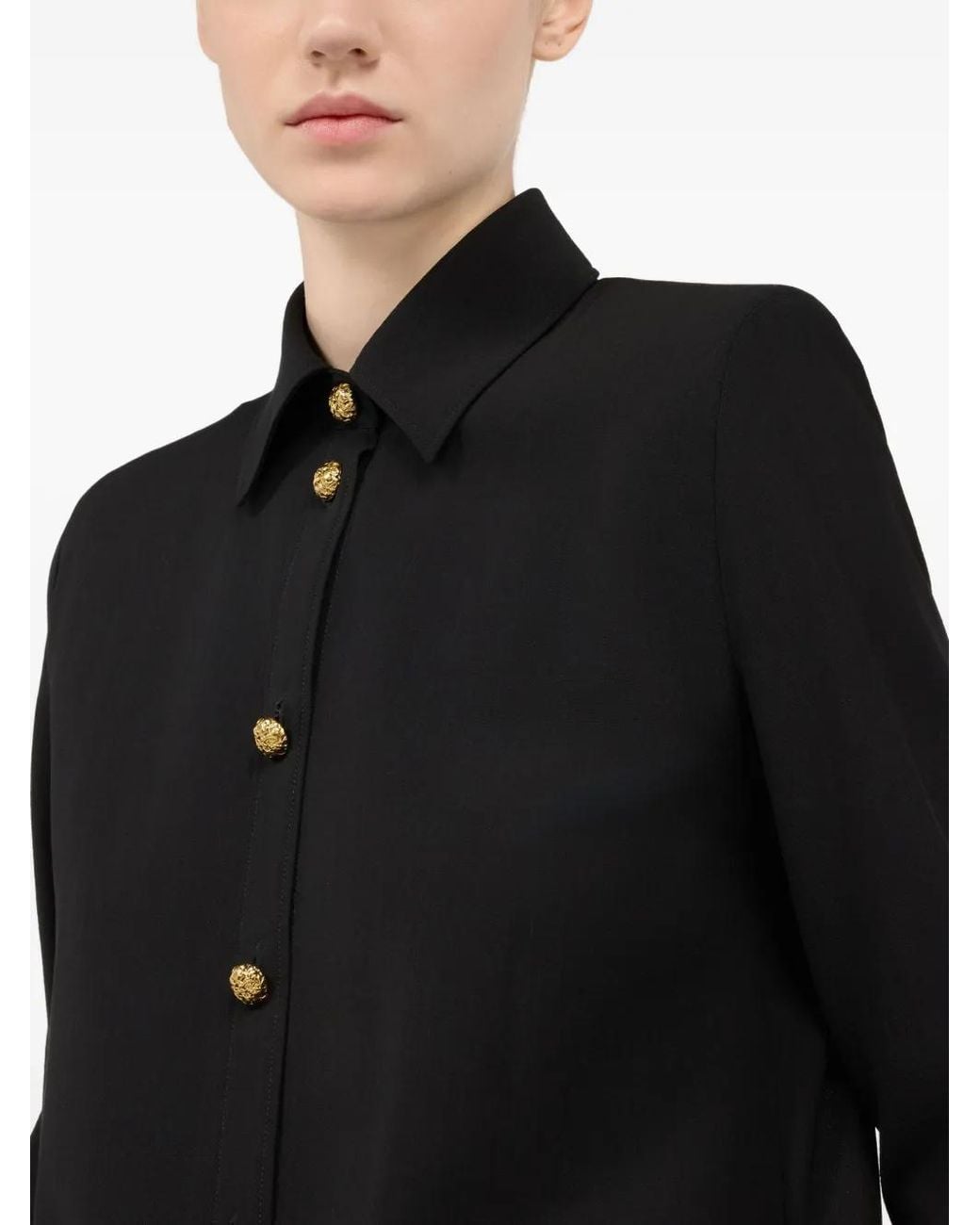 Roberto Cavalli Black Button Shirt Dress