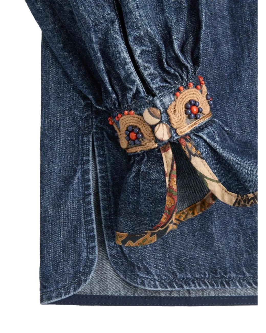 Valentino Garavani Blue Embroidered Chambray Blouse