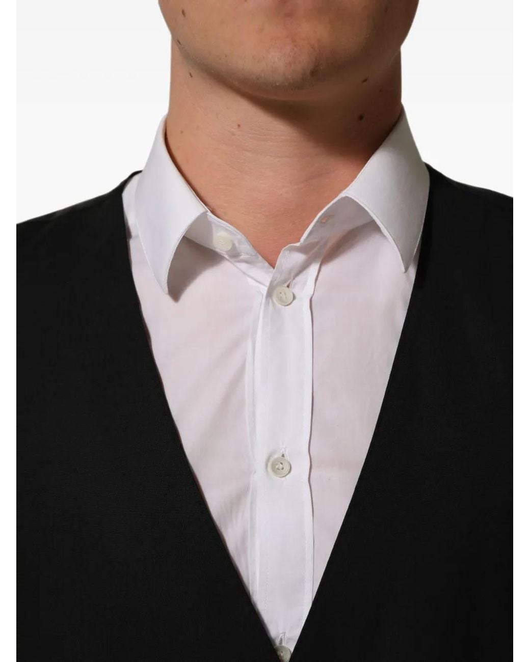 Dolce & Gabbana Black Stretch-Wool Waistcoat for men