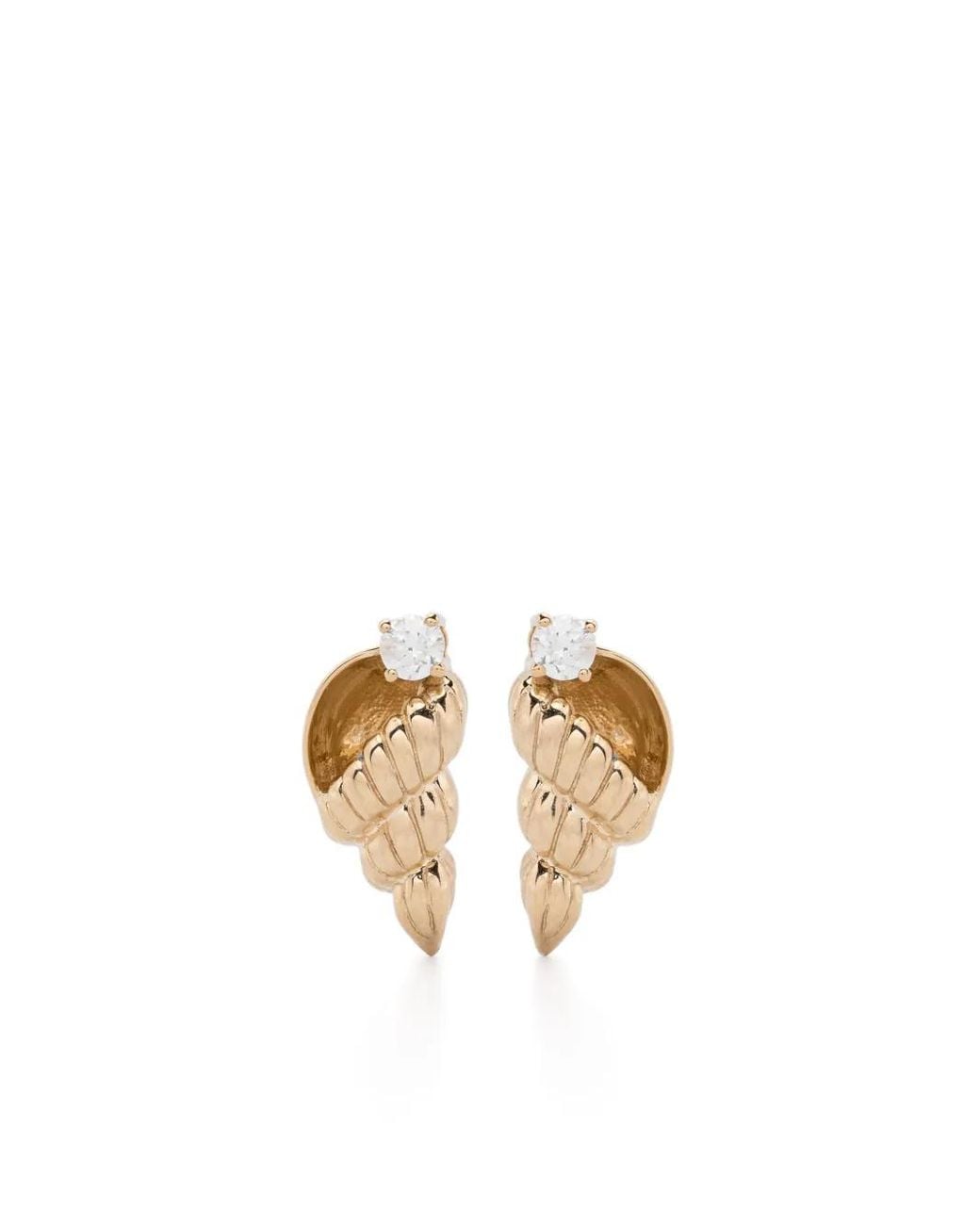 Yvonne Léon Metallic 9Kt Paire De Puces Nautilus Diamond Earrings