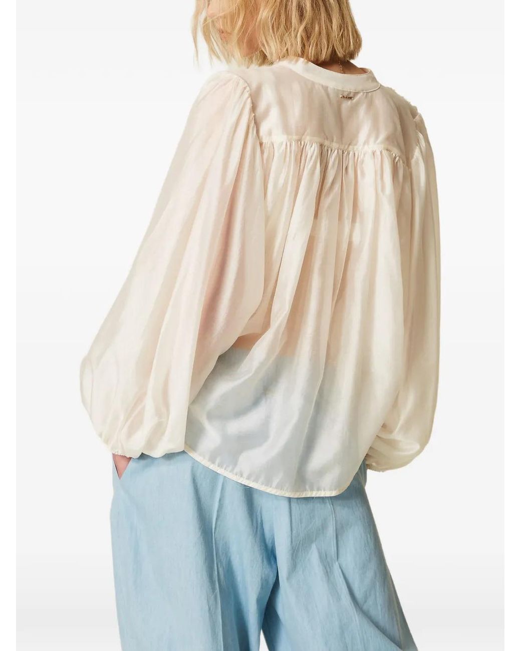 Twinset White Voile Shirt With Gathering