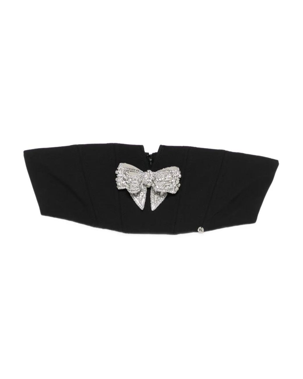 Nissa Black Bow-Embellished Bustier Top